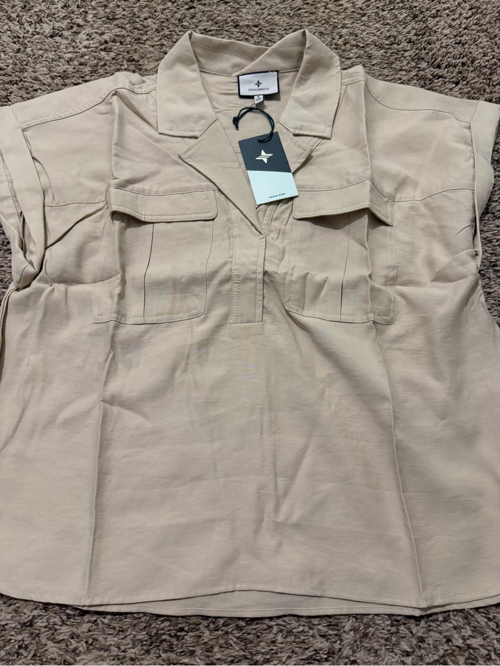 Tuckernuck Neutral Beige Utility Pocket Pullover Top